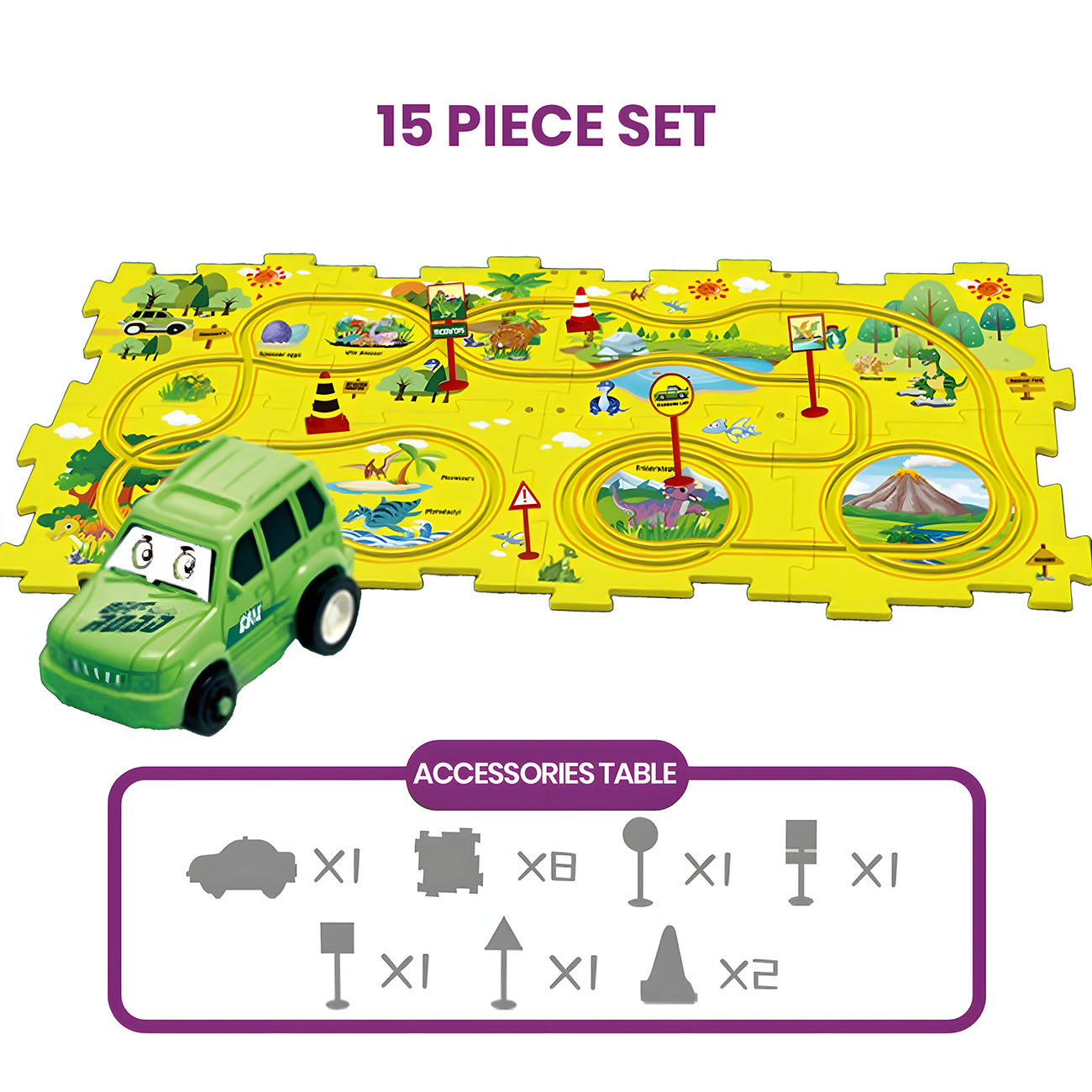 Puzzle Racer Car Track Set-kids game-puzzle game-creativity-critical thinking-cuddly mama-racing-learning and play-15 dino main