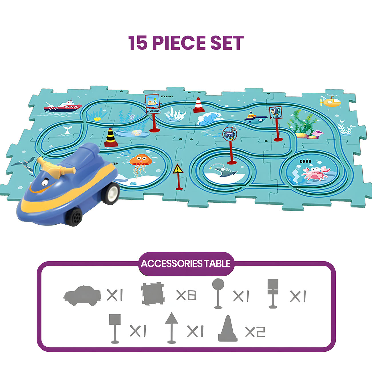 Puzzle Racer Car Track Set-kids game-puzzle game-creativity-critical thinking-cuddly mama-racing-learning and play-15 sea main