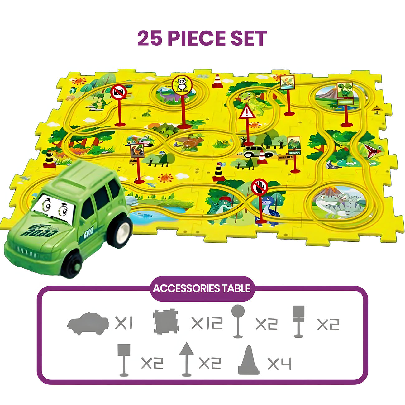Puzzle Racer Car Track Set-kids game-puzzle game-creativity-critical thinking-cuddly mama-racing-learning and play-25 dino main