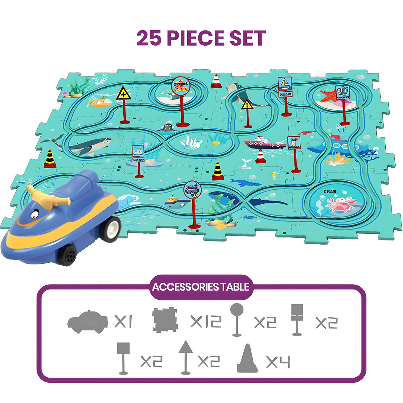 Puzzle Racer Car Track Set-kids game-puzzle game-creativity-critical thinking-cuddly mama-racing-learning and play-25 sea main