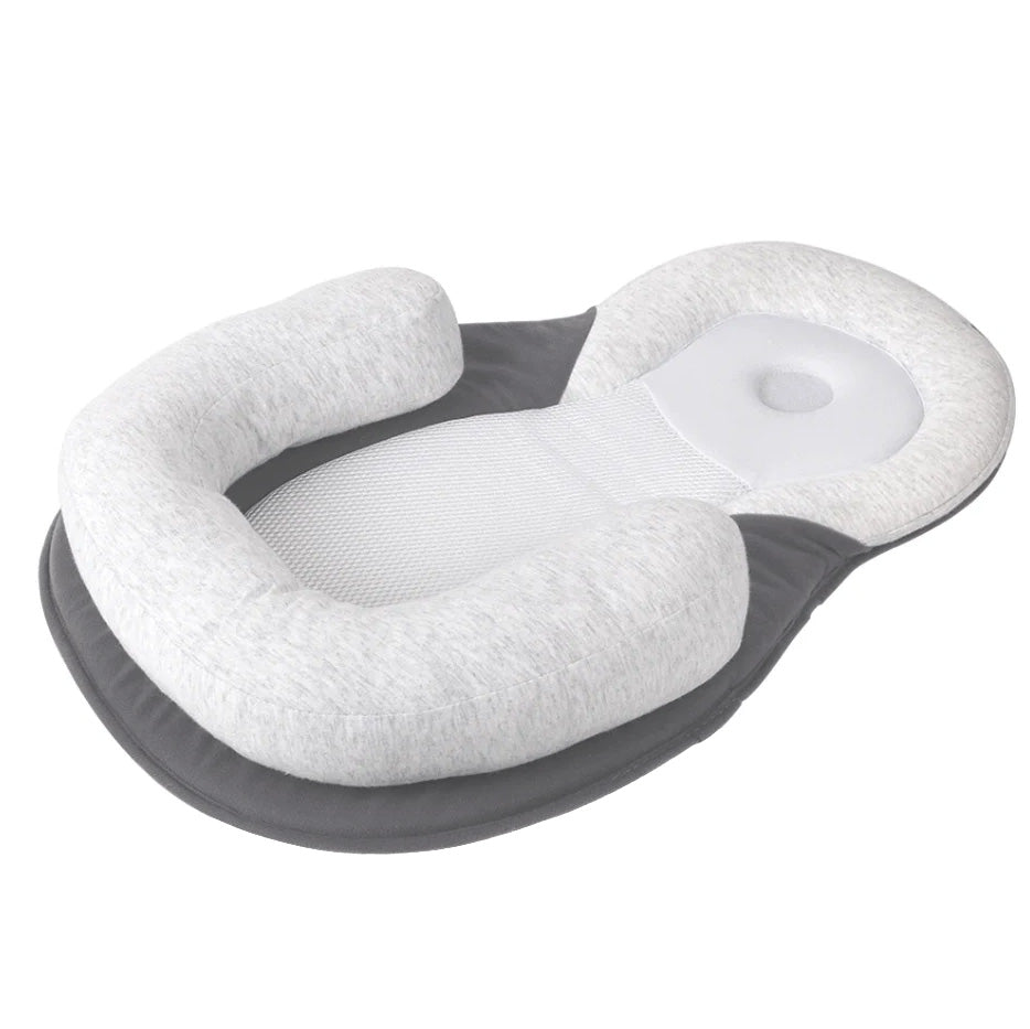 newborn baby bed-portable-comfort-baby pillow-bassinet-travel bed-baby nest-baby safety bed-gray