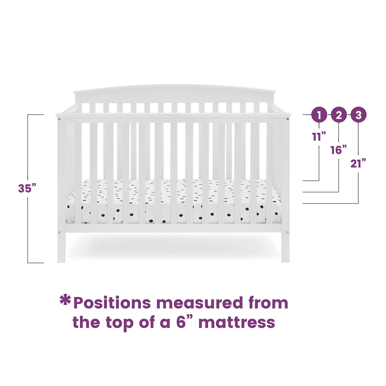 6-In-1 Convertible Baby Crib-crib bed-baby crib-baby bed crib-nursery-first bed-newborn bed-mattress height