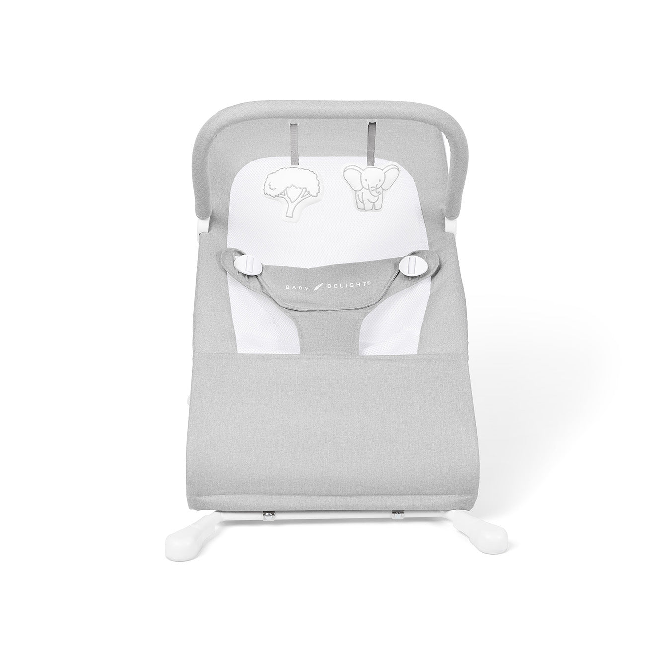 Baby Bouncer, baby delight, portable, grey, comfort, safety, 3-Position, Infants 0-6 Months, front