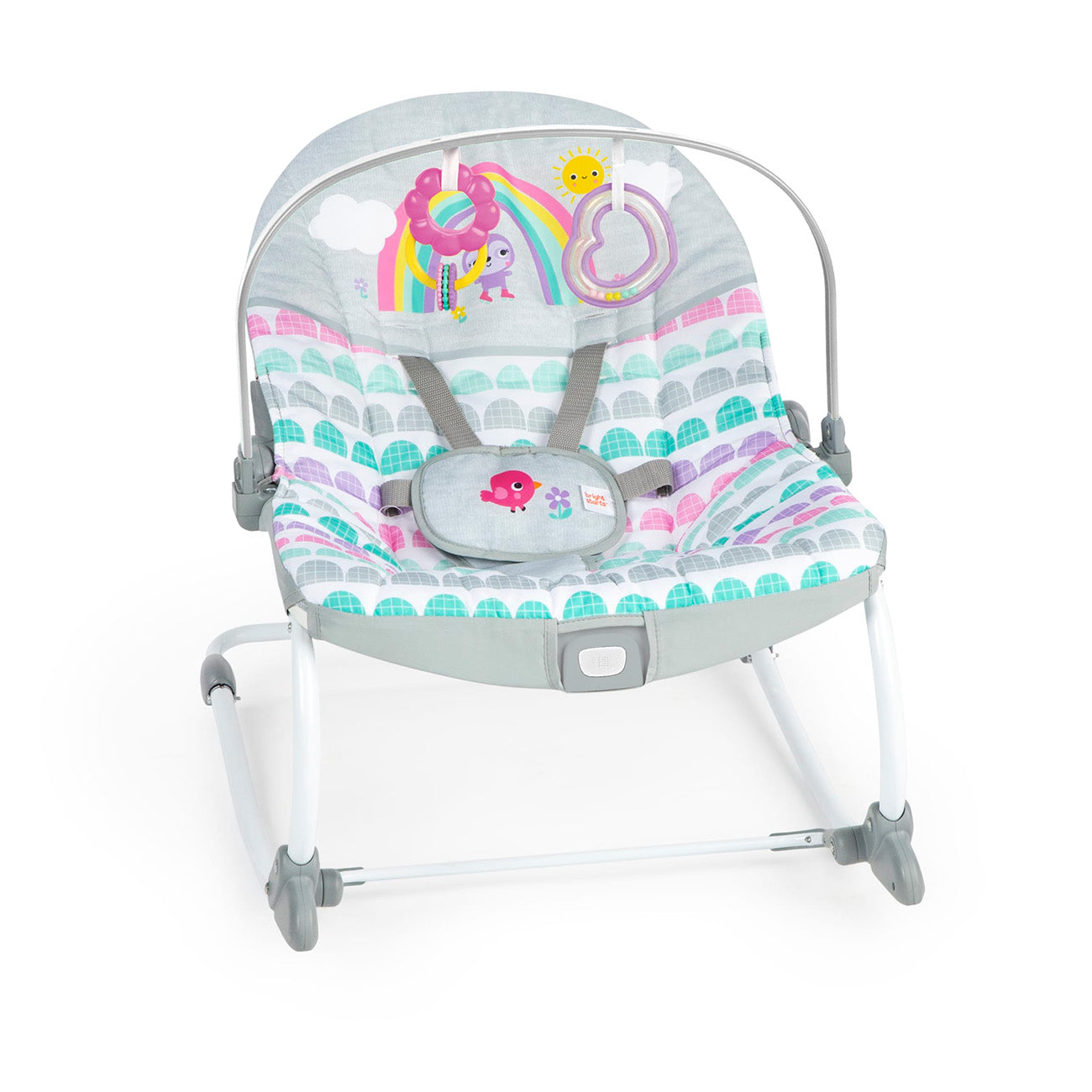 Baby Rocker-Rosy Rainbow Infant to Toddler Baby Rocker with Vibrations Newborn-main-rocking chair-baby bouncer