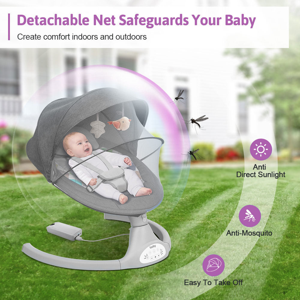 Baby Swing Chair-Infant Swing Rocker-electric-Remote Control-5 Sway Speeds-Bluetooth Music-swing for babies-bouncer-net