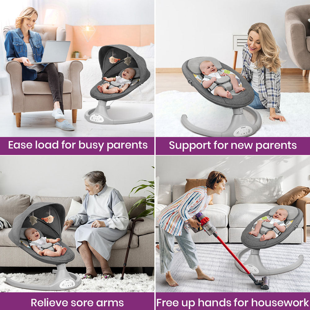 Baby Swing Chair-Infant Swing Rocker-electric-Remote Control-5 Sway Speeds-Bluetooth Music-swing for babies-bouncer-parents