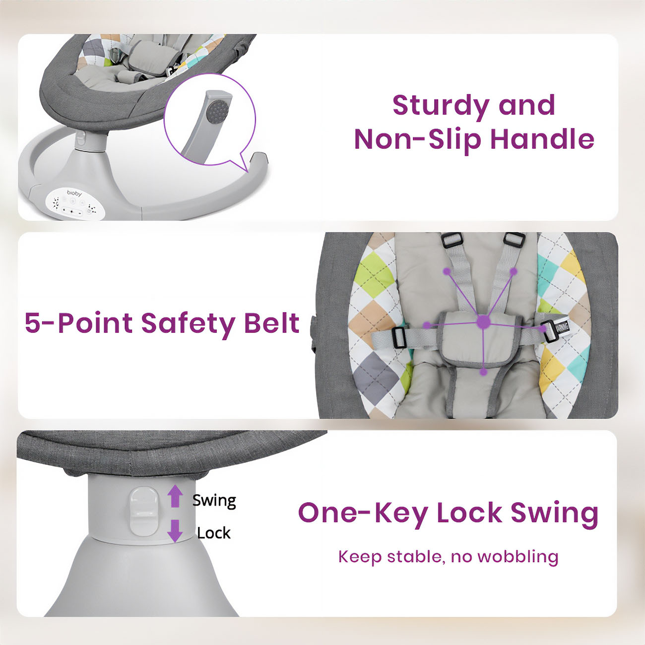 Baby Swing Chair-Infant Swing Rocker-electric-Remote Control-5 Sway Speeds-Bluetooth Music-swing for babies-bouncer-safety