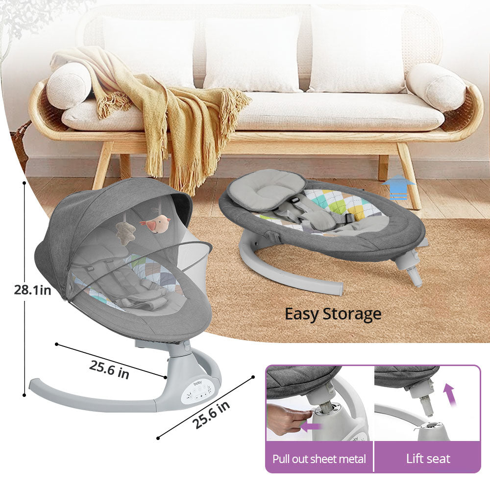 Baby Swing Chair-Infant Swing Rocker-electric-Remote Control-5 Sway Speeds-Bluetooth Music-swing for babies-bouncer-storage