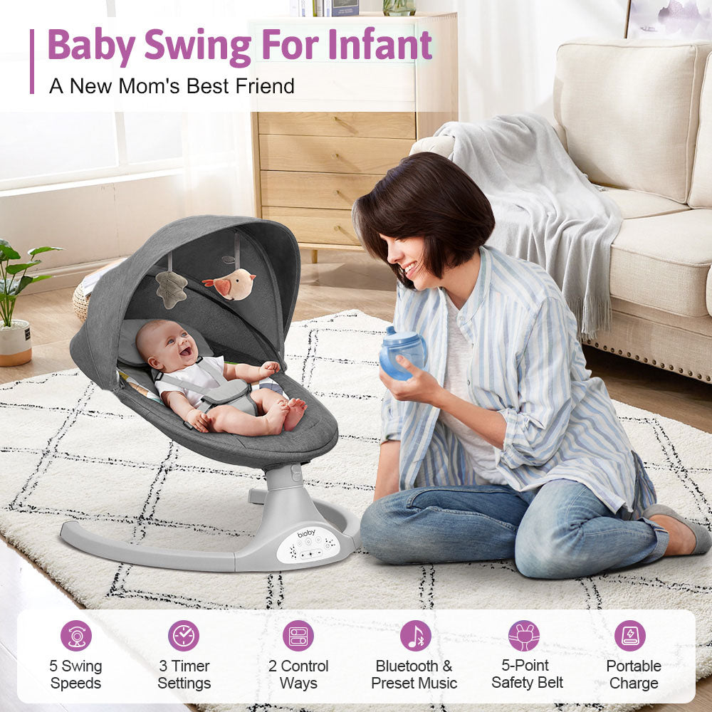 Baby Swing Chair-Infant Swing Rocker-electric-Remote Control-5 Sway Speeds-Bluetooth Music-swing for babies-options