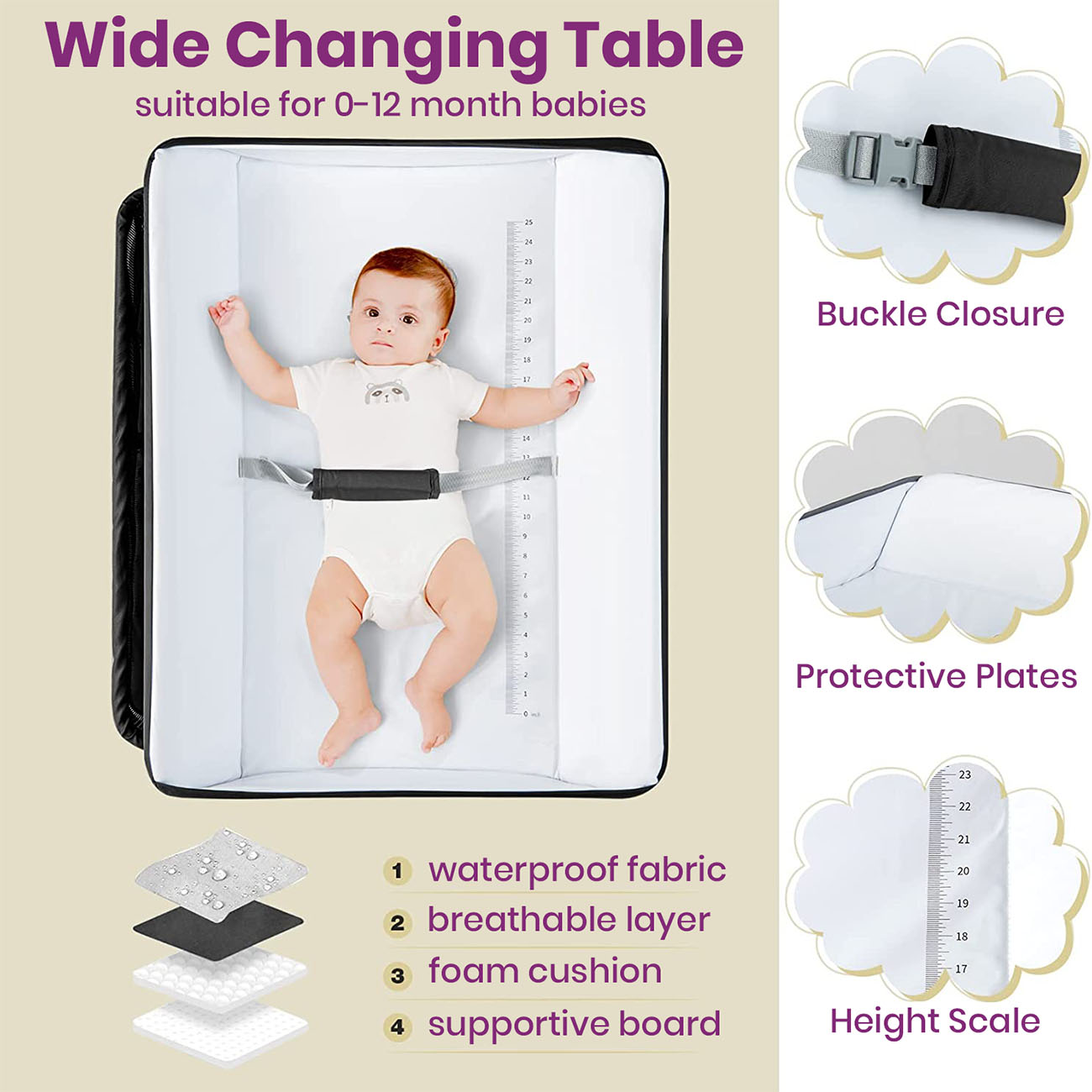 Baby Changing Table-Folding Diaper Station-Portable Nursery Organizer-Large Storage Racks for Newborn-Infant-pad