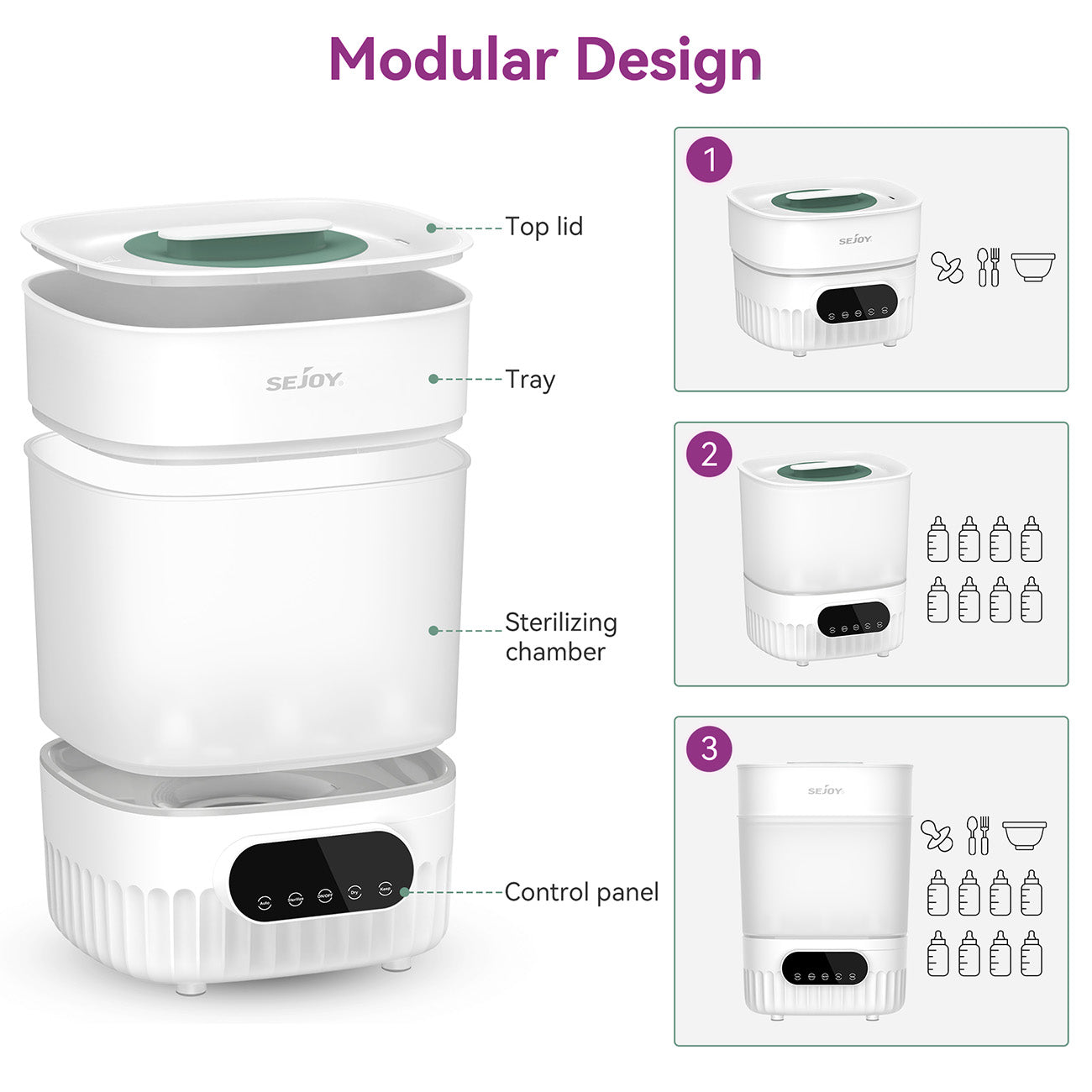 Bottle Sterilizer and Dryer-Electric Steam Sterilization Machine-3-In-1 Large Capacity-bottle sterilizer and warmer-design