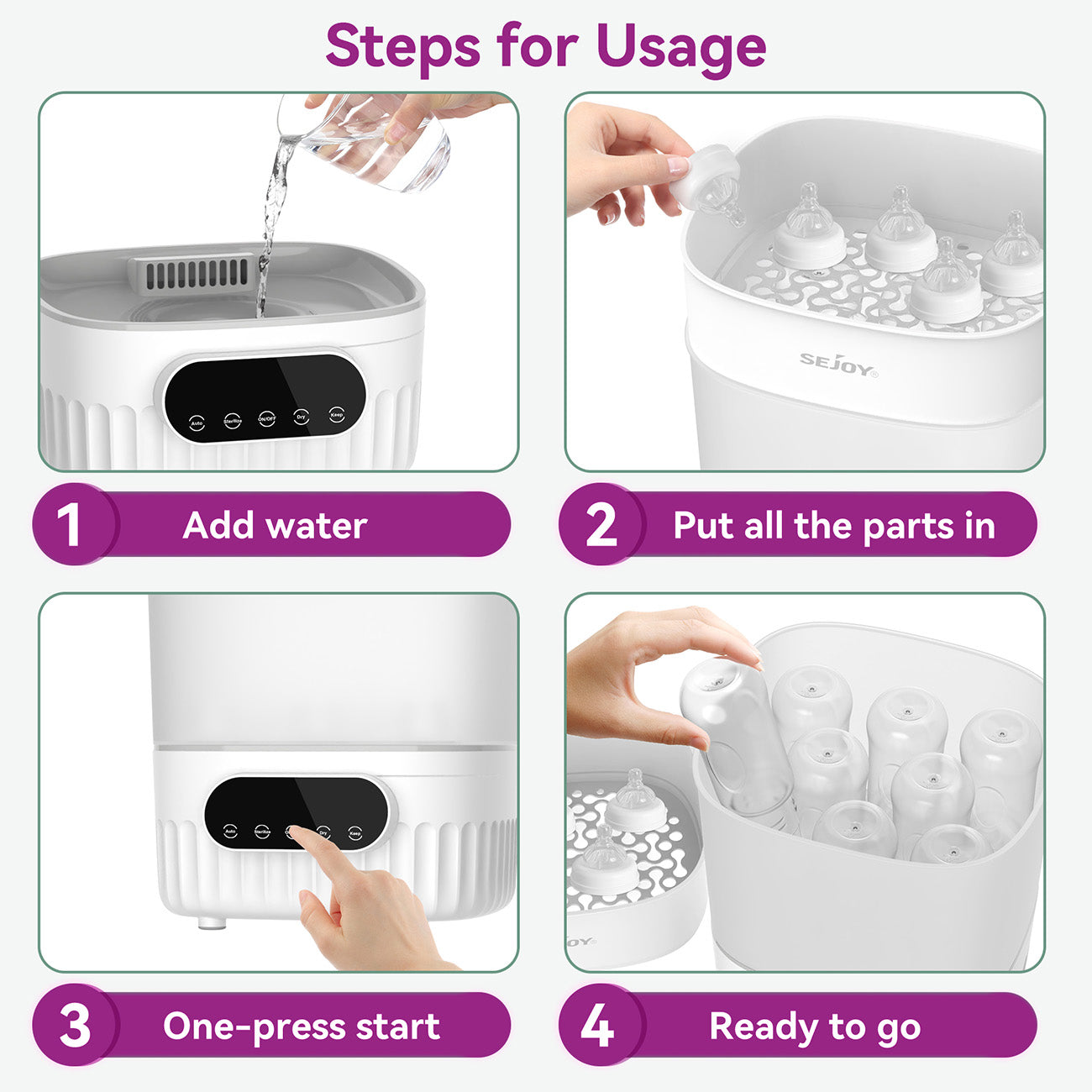 Bottle Sterilizer and Dryer-Electric Steam Sterilization Machine-3-In-1 Large Capacity-bottle sterilizer and warmer-usage