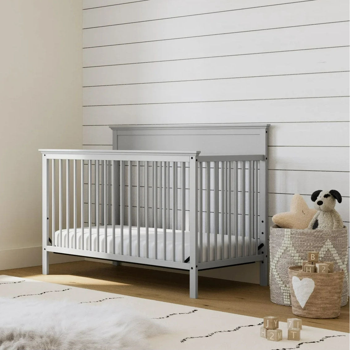 Crib bed-baby crib-Horizon 5-In-1 Convertible Baby Crib-toddler bed-baby bed-newborn bed-baby room-baby toy-gray