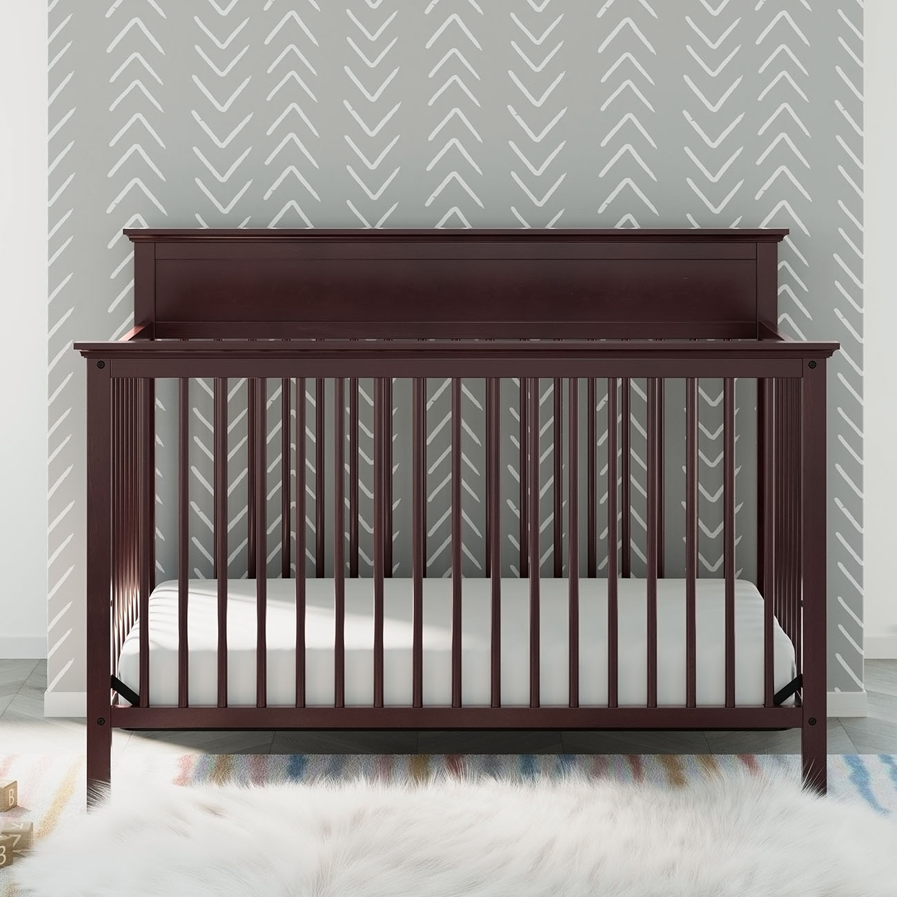 Crib bed-baby crib-Horizon 5-In-1 Convertible Baby Crib-toddler bed-baby bed-newborn bed-espresso