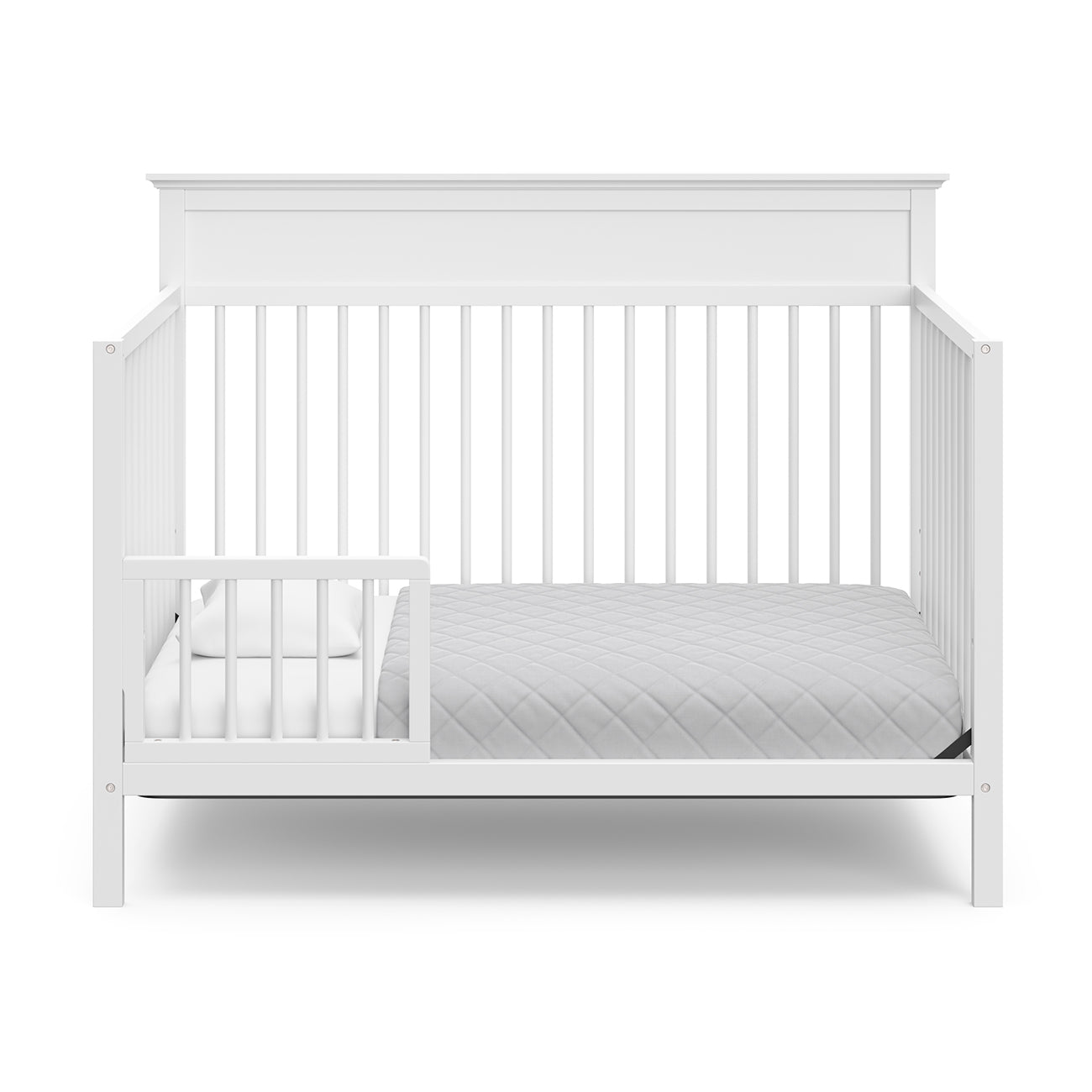 Crib bed-baby crib-Horizon 5-In-1 Convertible Baby Crib-toddler bed-baby bed-newborn bed-white main-extra for toddler one side