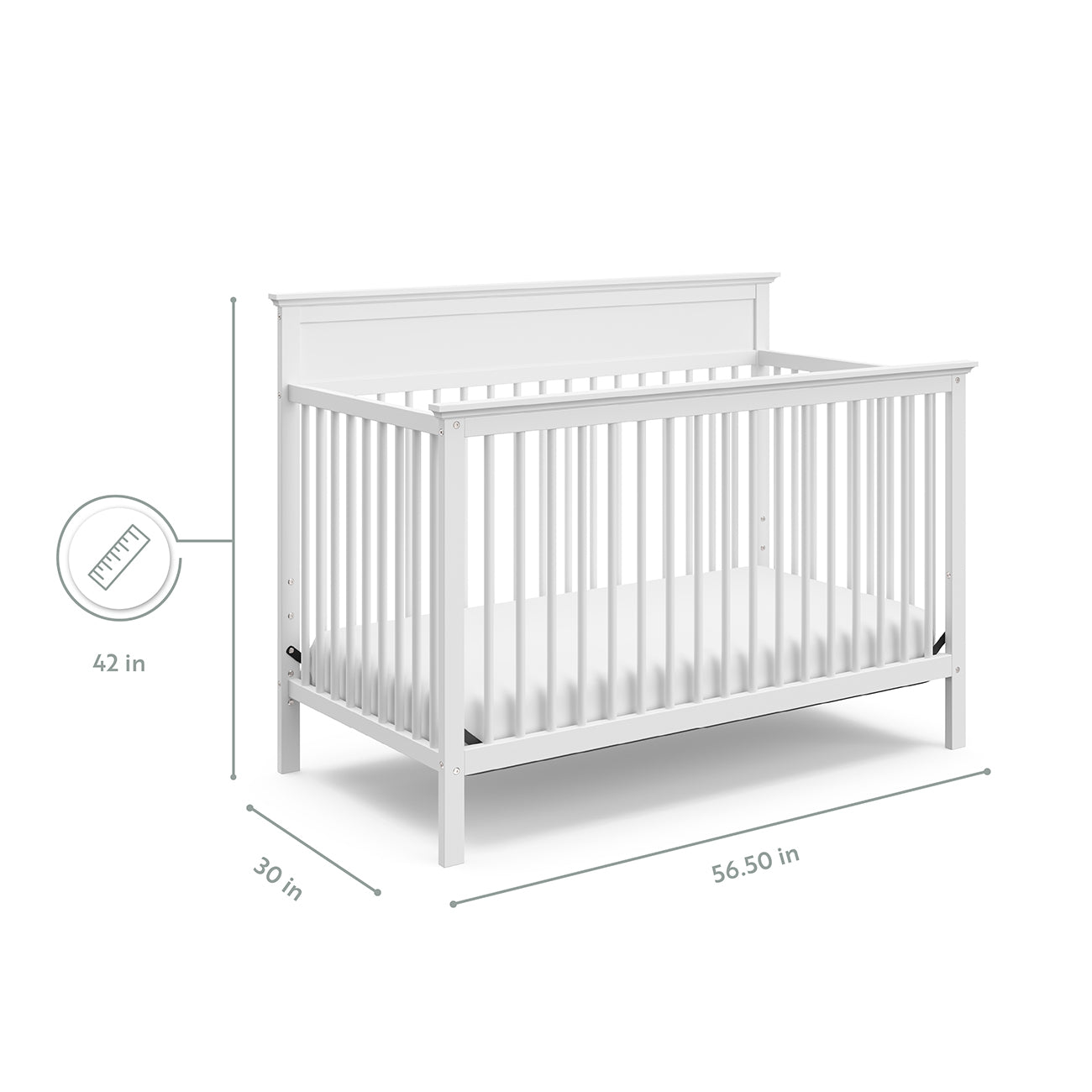 Crib bed-baby crib-Horizon 5-In-1 Convertible Baby Crib-toddler bed-baby bed-newborn bed-white size