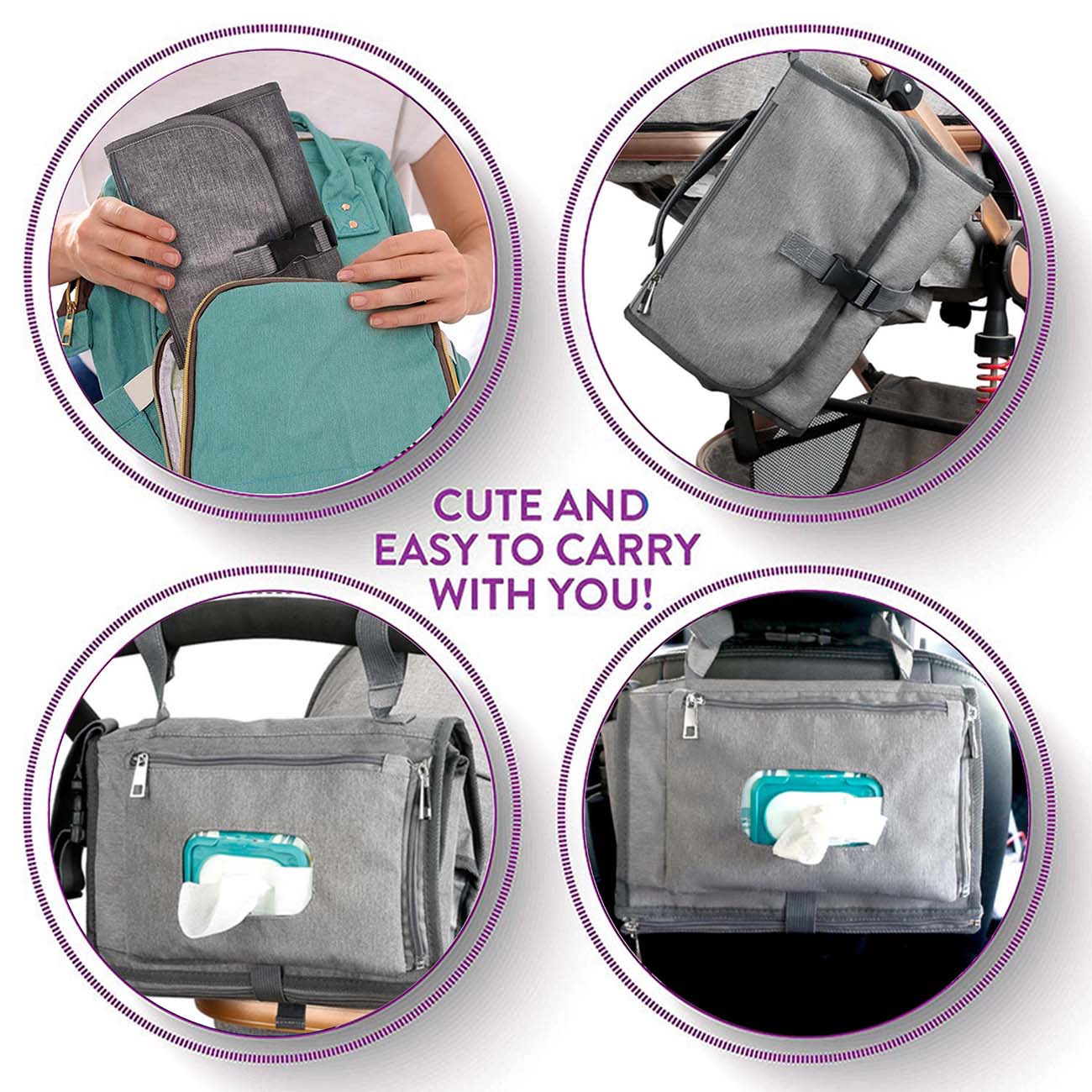 Diaper Changing Pad-with Wipes Pocket-Diaper Bag-Wipeable Waterproof-Newborn Travel Mat-easy to carry