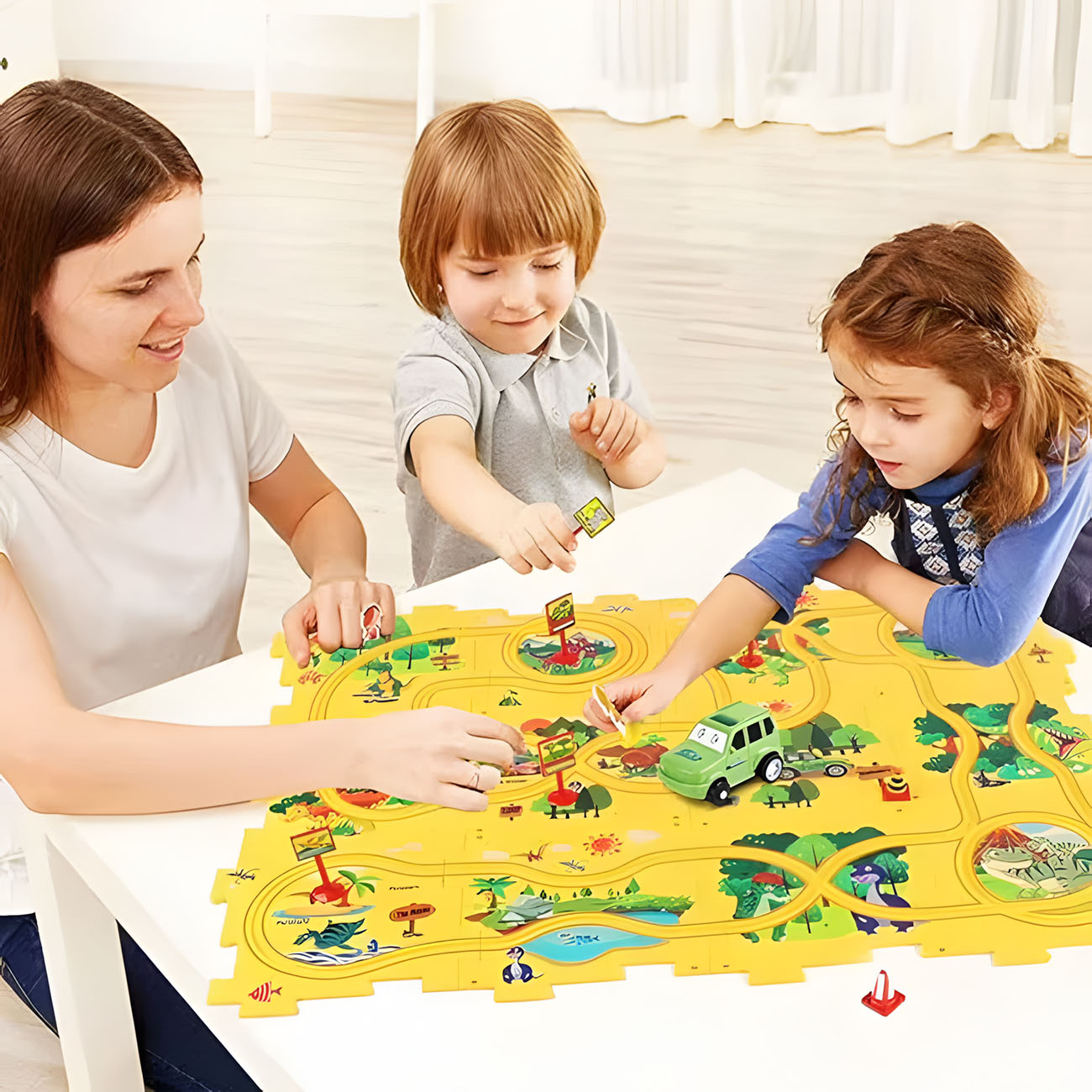 Puzzle Racer Car Track Set-kids game-puzzle game-creativity-critical thinking-cuddly mama-racing-learning and play-kids with mom