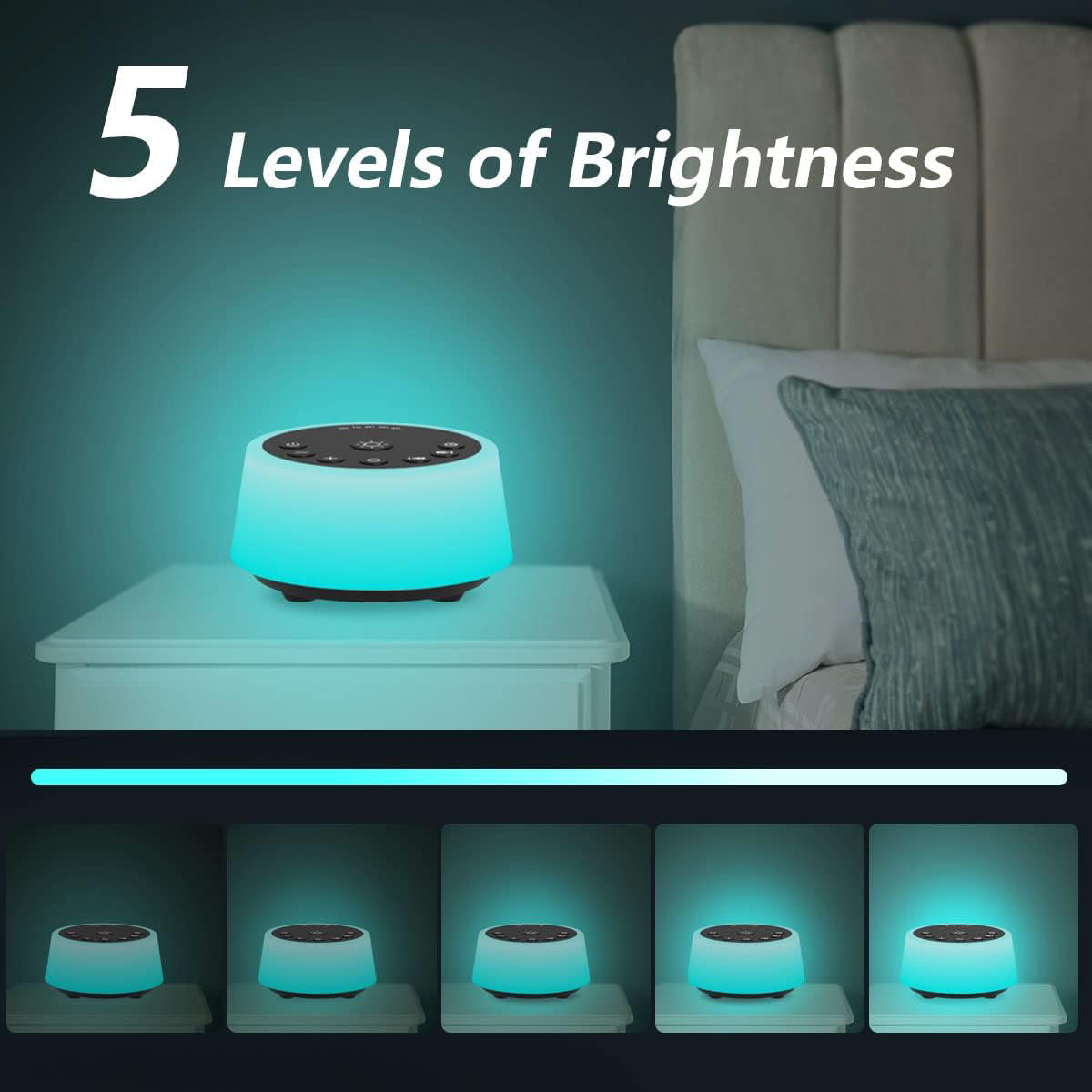 Baby Sound Machine with 10-Color Night Light, 25 Soothing Sounds, Adjustable Volume & Brightness - Perfect for New Moms