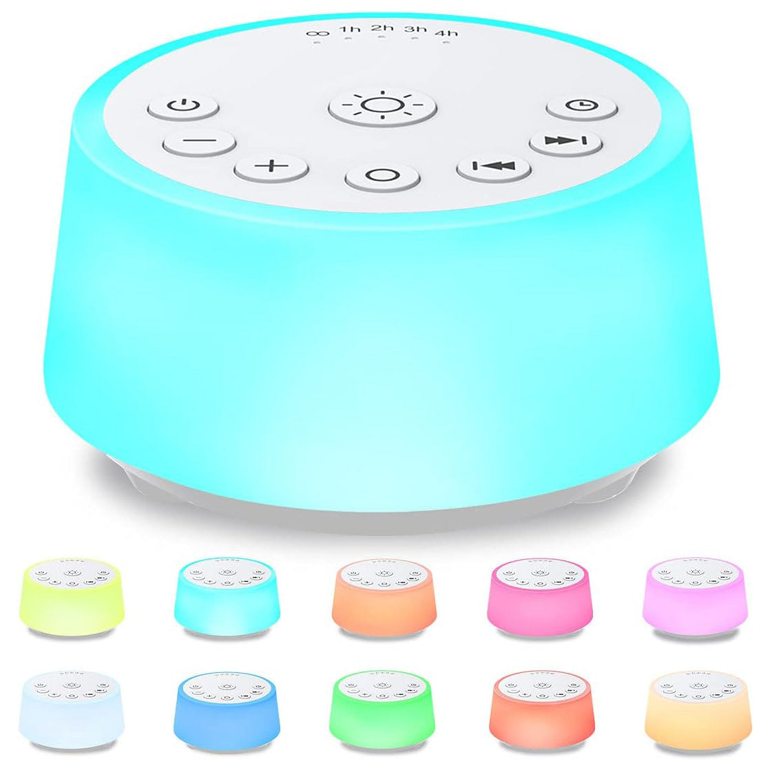 Baby Sound Machine with 10-Color Night Light, 25 Soothing Sounds, Adjustable Volume & Brightness - Perfect for New Moms