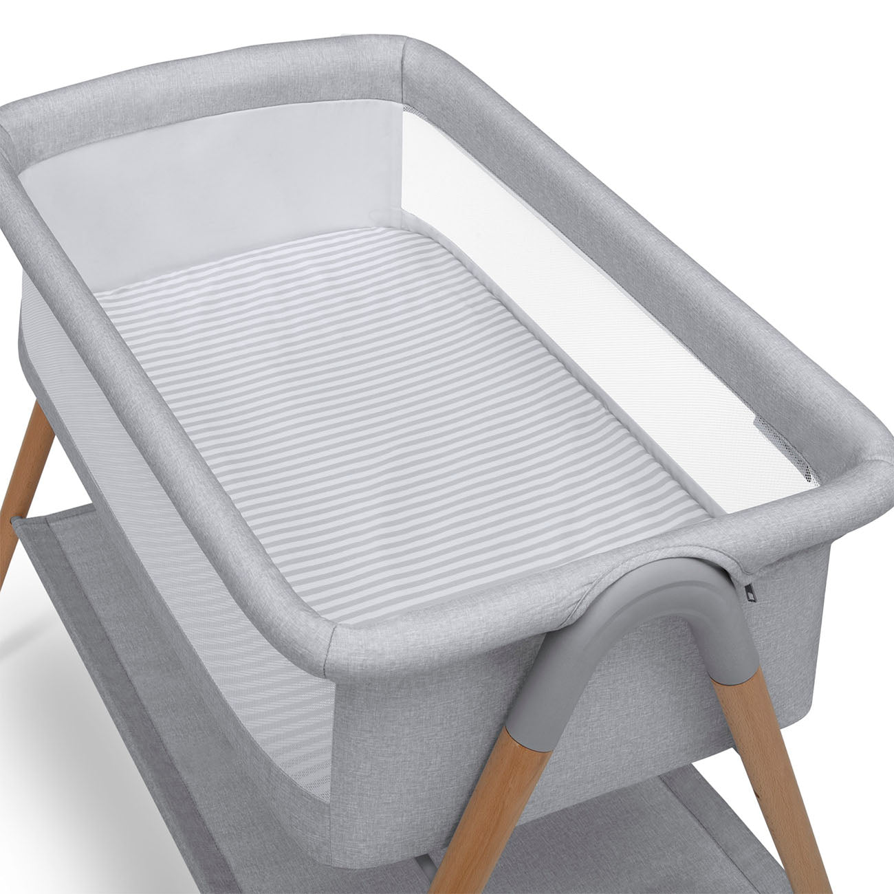 Haven Beechwood Baby Bassinet by Delta Children - Breathable Mesh and Natural Beechwood Legs