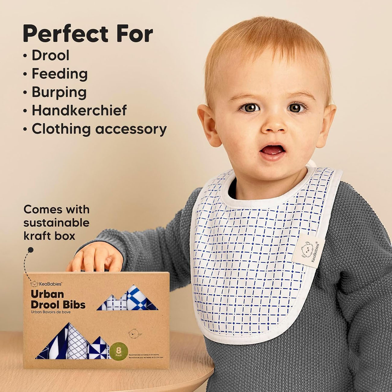 baby bibs-8-Pack Organic Baby Bibs for Boys, Girls-Soft Cotton Drooling and Teething, Baby Drool-Newborn Infant Bibs-feeding