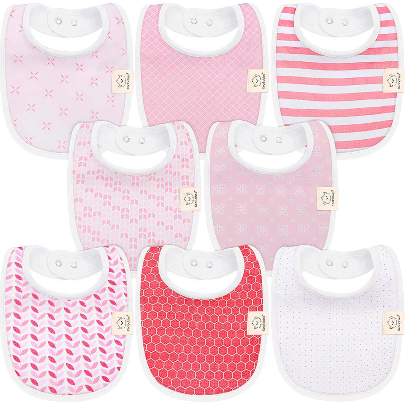 baby bibs-8-Pack Organic Baby Bibs for Boys, Girls-Soft Cotton Drooling and Teething, Baby Drool-blush #color_blush