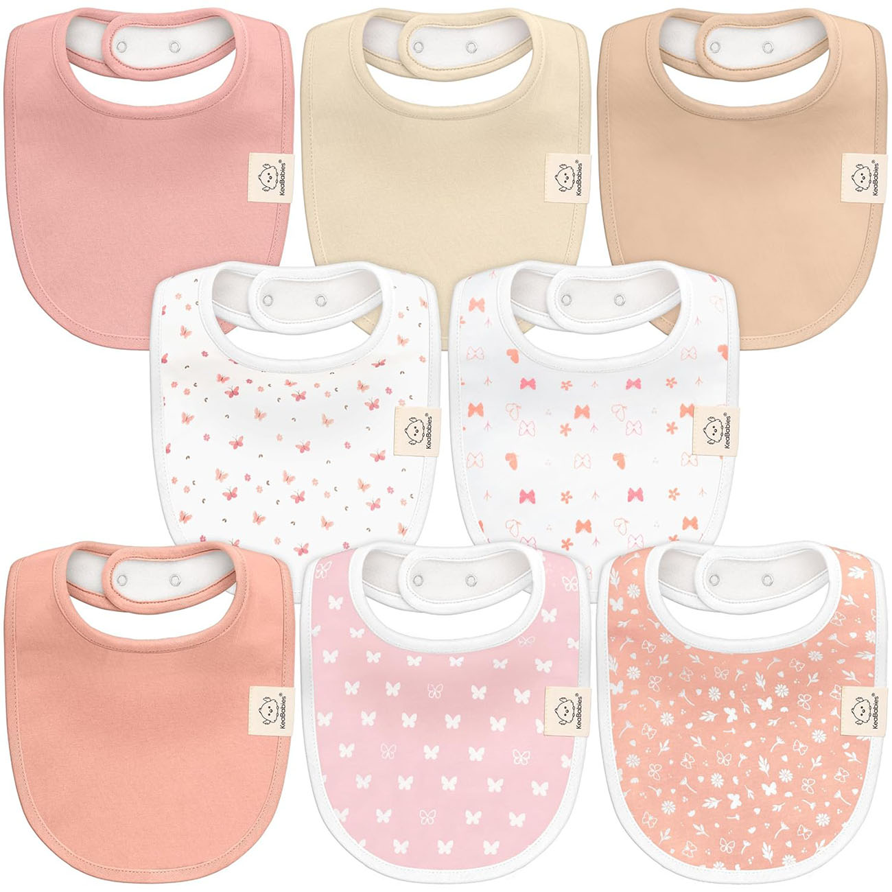 baby bibs-8-Pack Organic Baby Bibs for Boys, Girls-Soft Cotton Drooling and Teething, Baby Drool-butterflies #color_butterflies