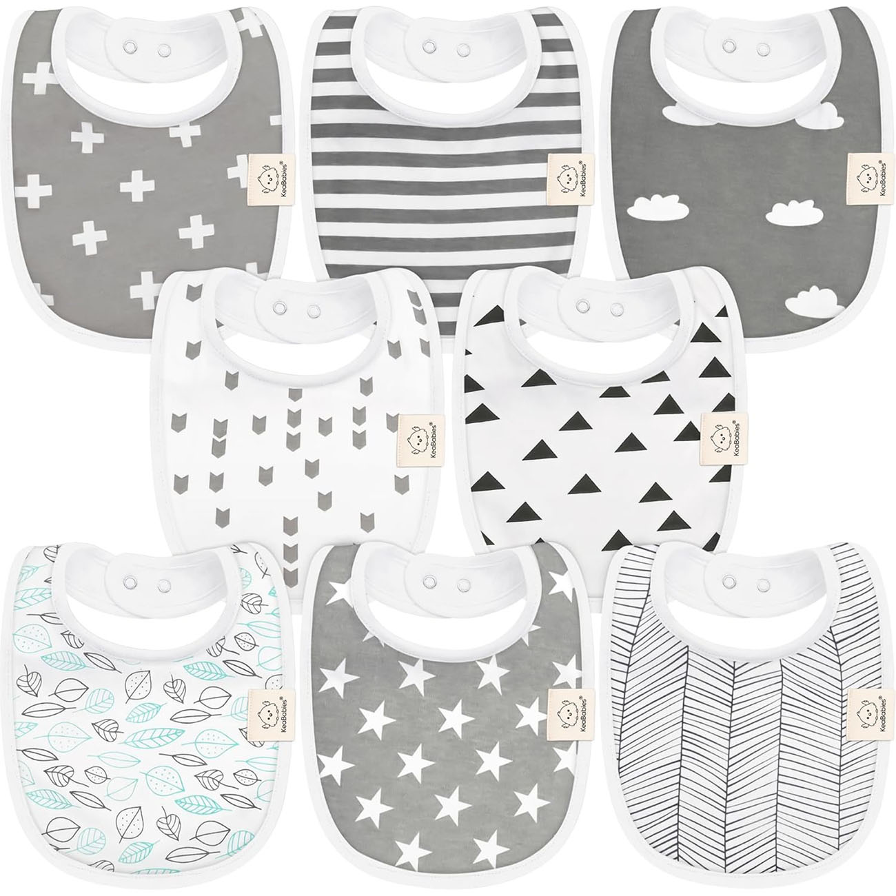 baby bibs-8-Pack Organic Baby Bibs for Boys, Girls-Soft Cotton Drooling and Teething, Baby Drool-grayscape #color_grayscape