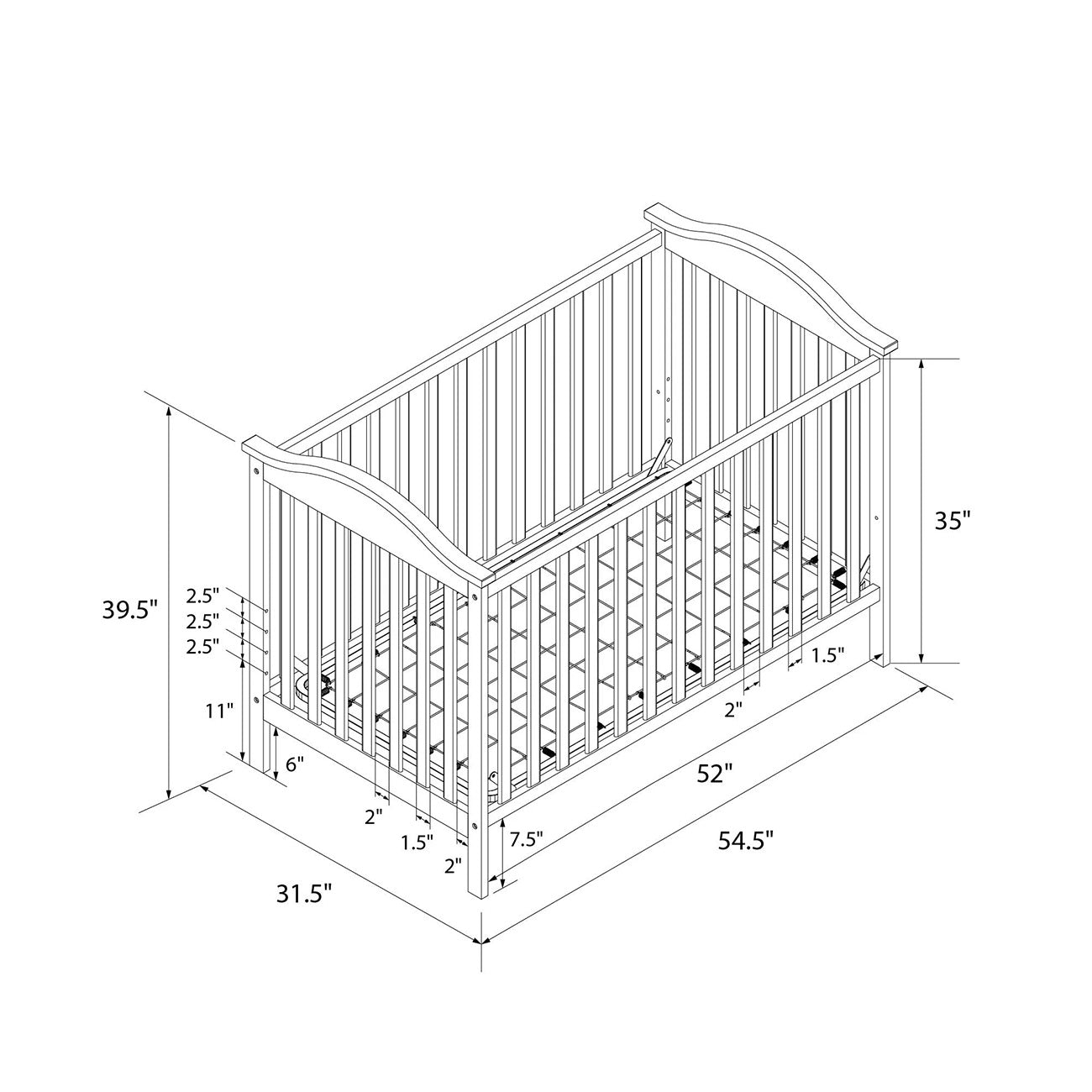 crib bed-Convertible Crib-baby crib-nursery-baby room-baby bed-toddler bed-toddler room-size