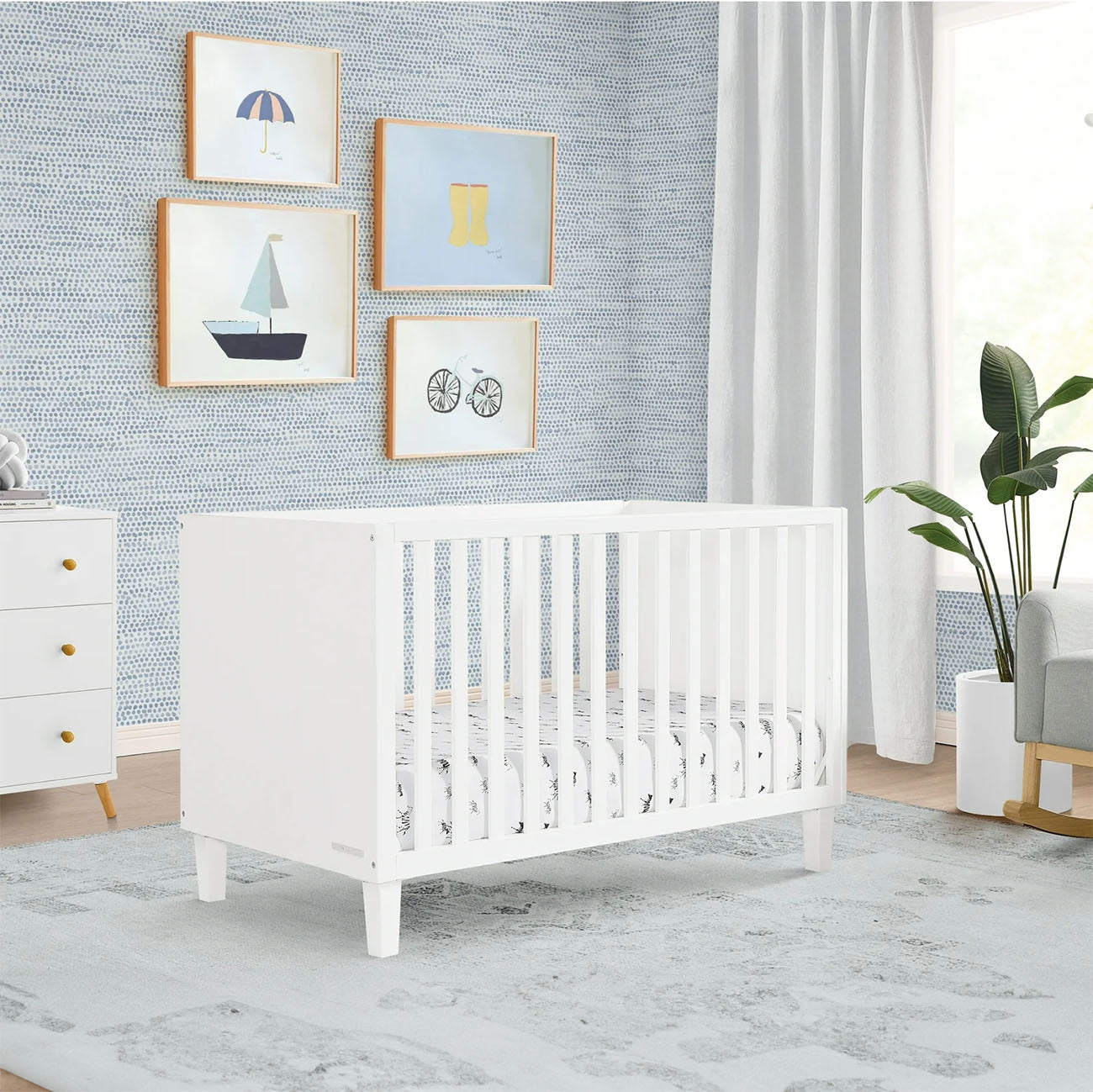 crib bed-baby bed-baby crib-toddler bed-sonny-delta children bed-white-in the room