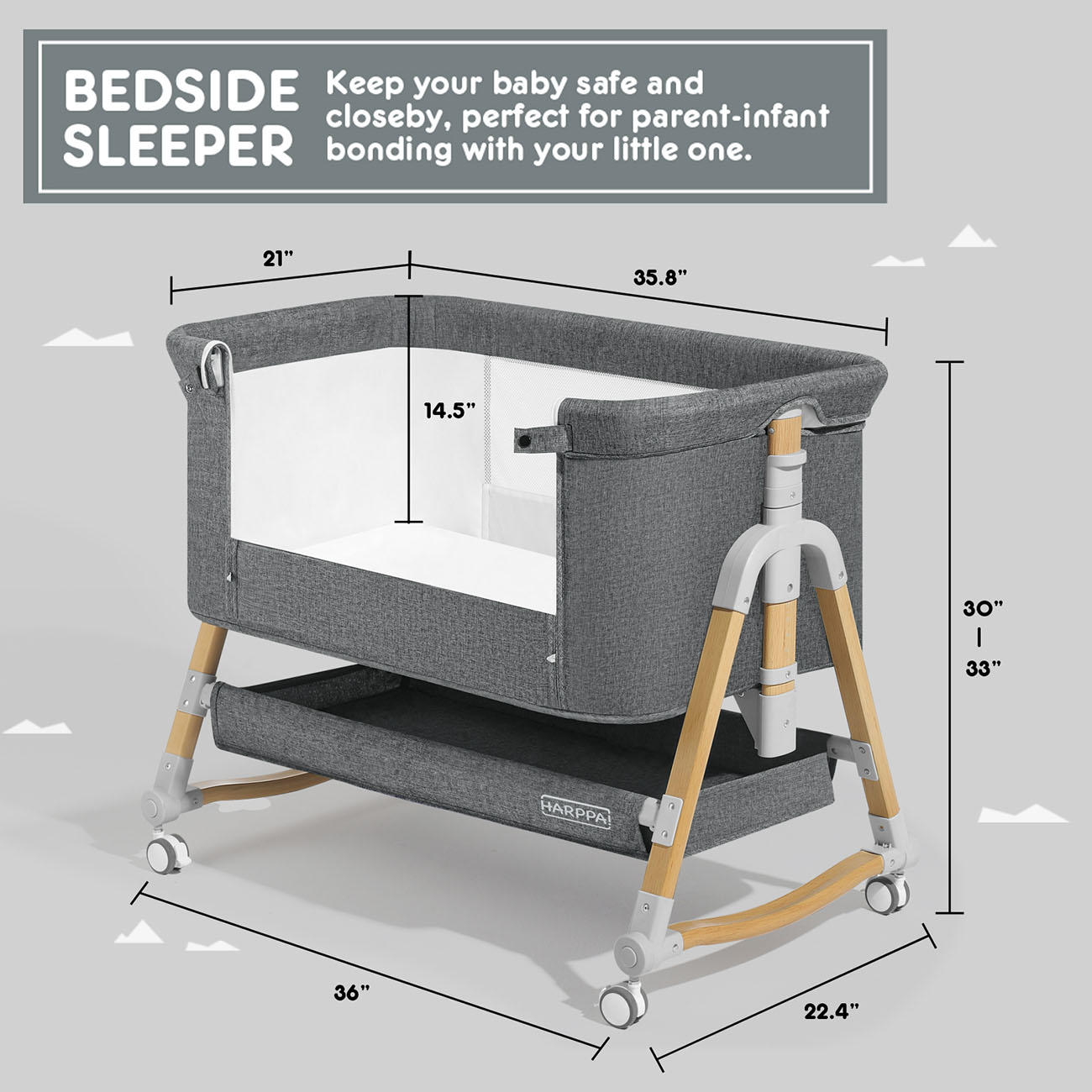 portable bassinet bassinet-Bedside Sleeper-baby bassinet-baby bedside bassinet-cradle-size