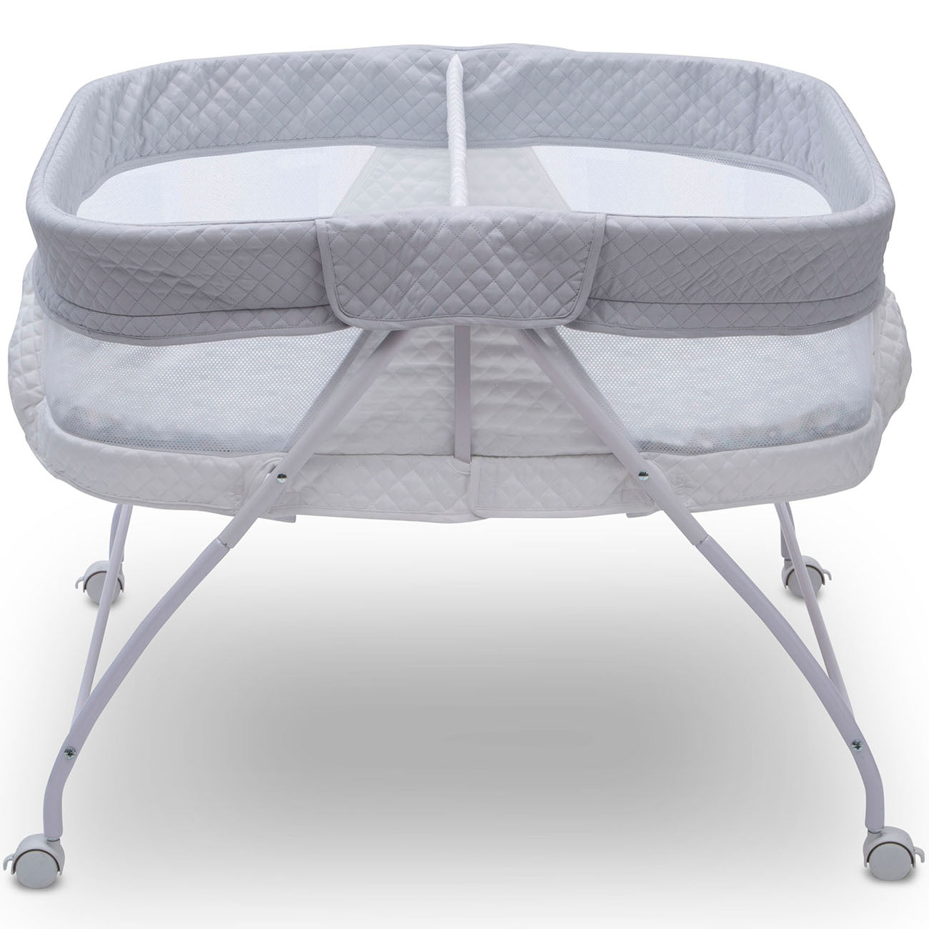 twin bassinet-baby bed-twin bed-twin crib-baby crib-twins in bed-side side