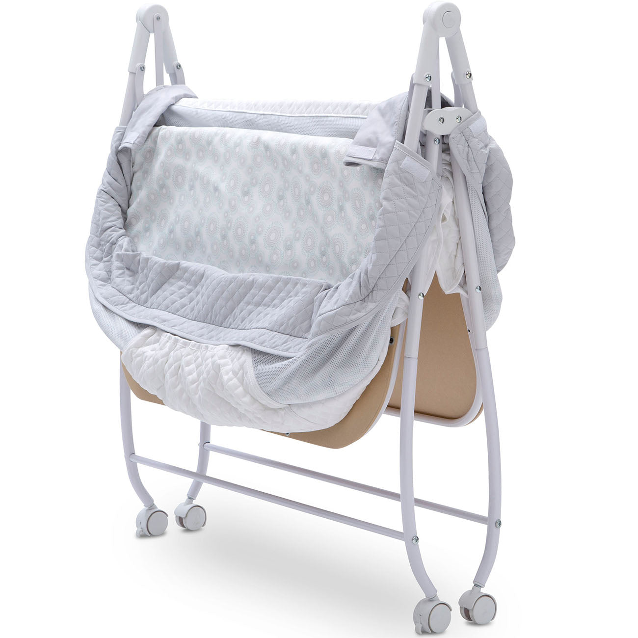 twin bassinet-baby bed-twin bed-twin crib-baby crib-twins in bed-folded