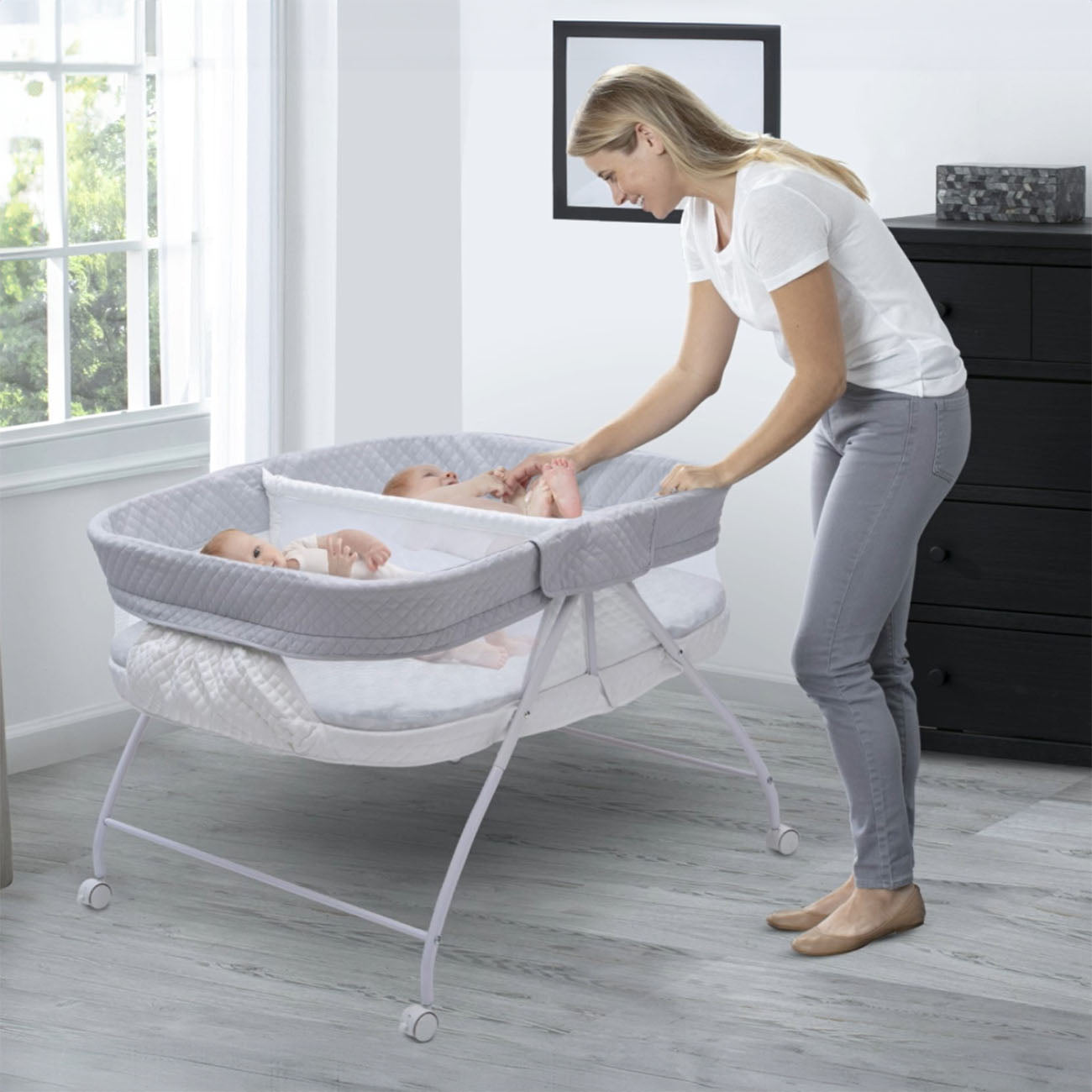 twin bassinet-baby bed-twin bed-twin crib-baby crib-twins in bed-square